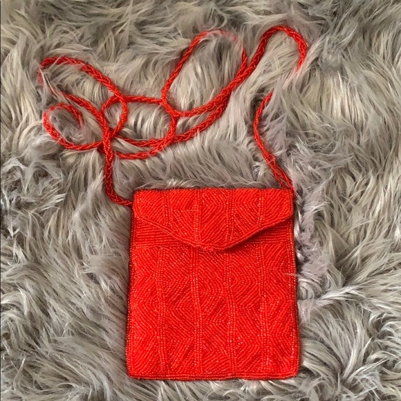 Vintage Red Beaded Crossbody / Satchel - Picture 11 of 14
